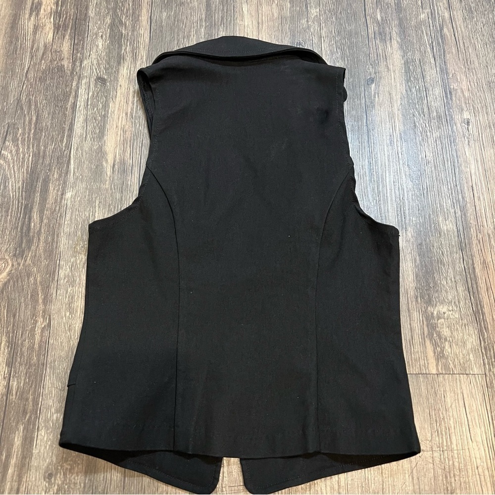 Michel Womenβs Black Fitted Vest Top buttoned Up BlackGray Business Casual S - Picture 10 of 10